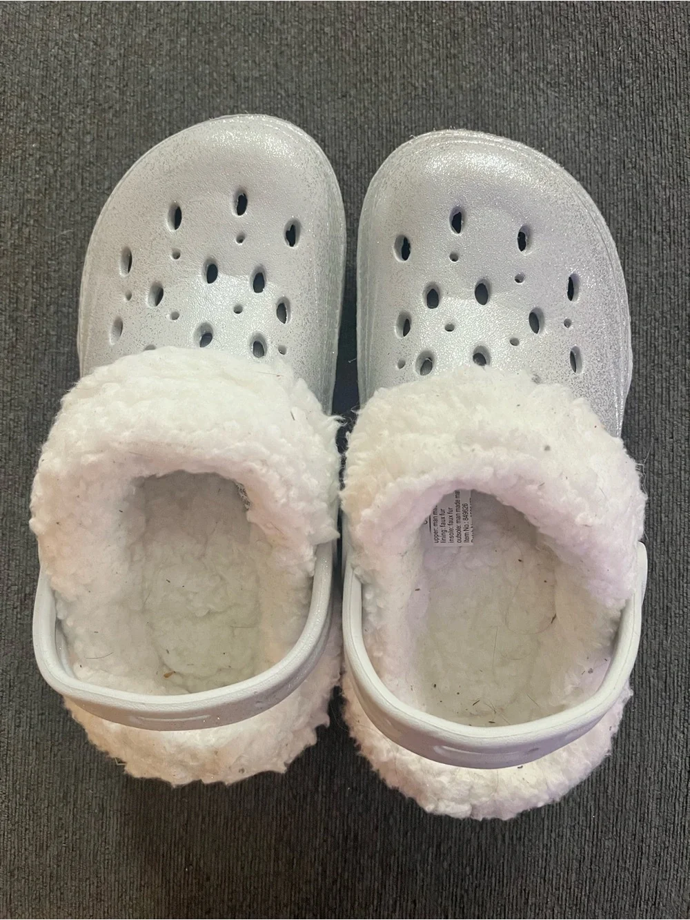 Kids fleece- Lined Glitter Slip-On Clog - White